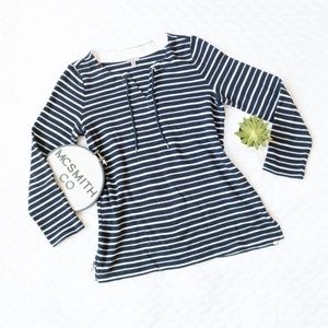 Talbots | Navy Striped Long Sleeve Tunic Sweater